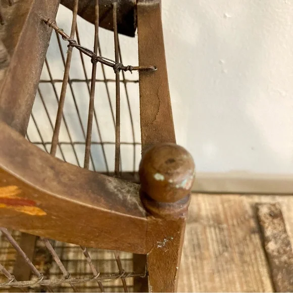 Leaning Birdcage Wooden and Wire Vintage Birdcage Poor Shape - Picture 7 of 16